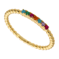 Anillo bolitas y 7 circonias colores