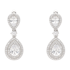 Aretes largos gota circonias plata