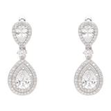 Aretes largos gota circonias plata
