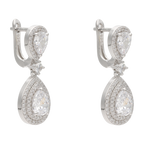 Aretes largos gota circonias plata