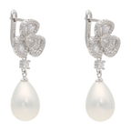 Aretes largos flor petalos perlas/coral/turquesa plata