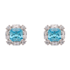Broquel cuadrado circonias azul y blanco plata