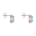 Broquel cuadrado circonias azul y blanco plata