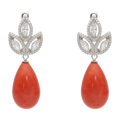 Aretes 3 hojas circonias con piedra gota plata