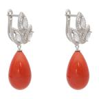 Aretes 3 hojas circonias con piedra gota plata