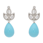 Aretes 3 hojas circonias con piedra gota plata