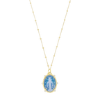 Collar Milagrosa grande ágata y circonias plata