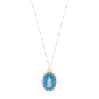 Collar medalla Guadalupe ágata y circonias plata