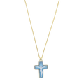 Collar cruz ágata plata amarilla