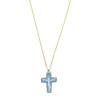 Collar cruz ágata plata amarilla