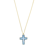 Collar cruz ágata plata amarilla