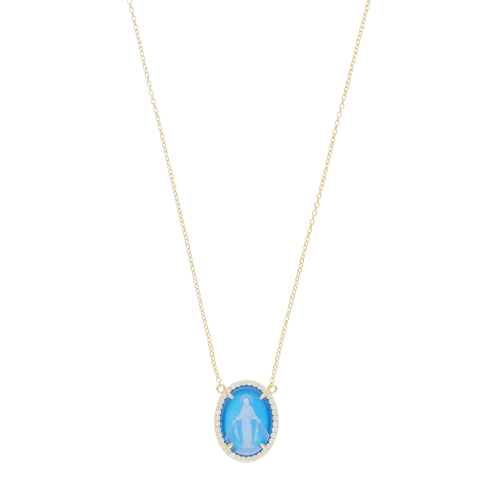 Collar Milagrosa ágata y circonias plata