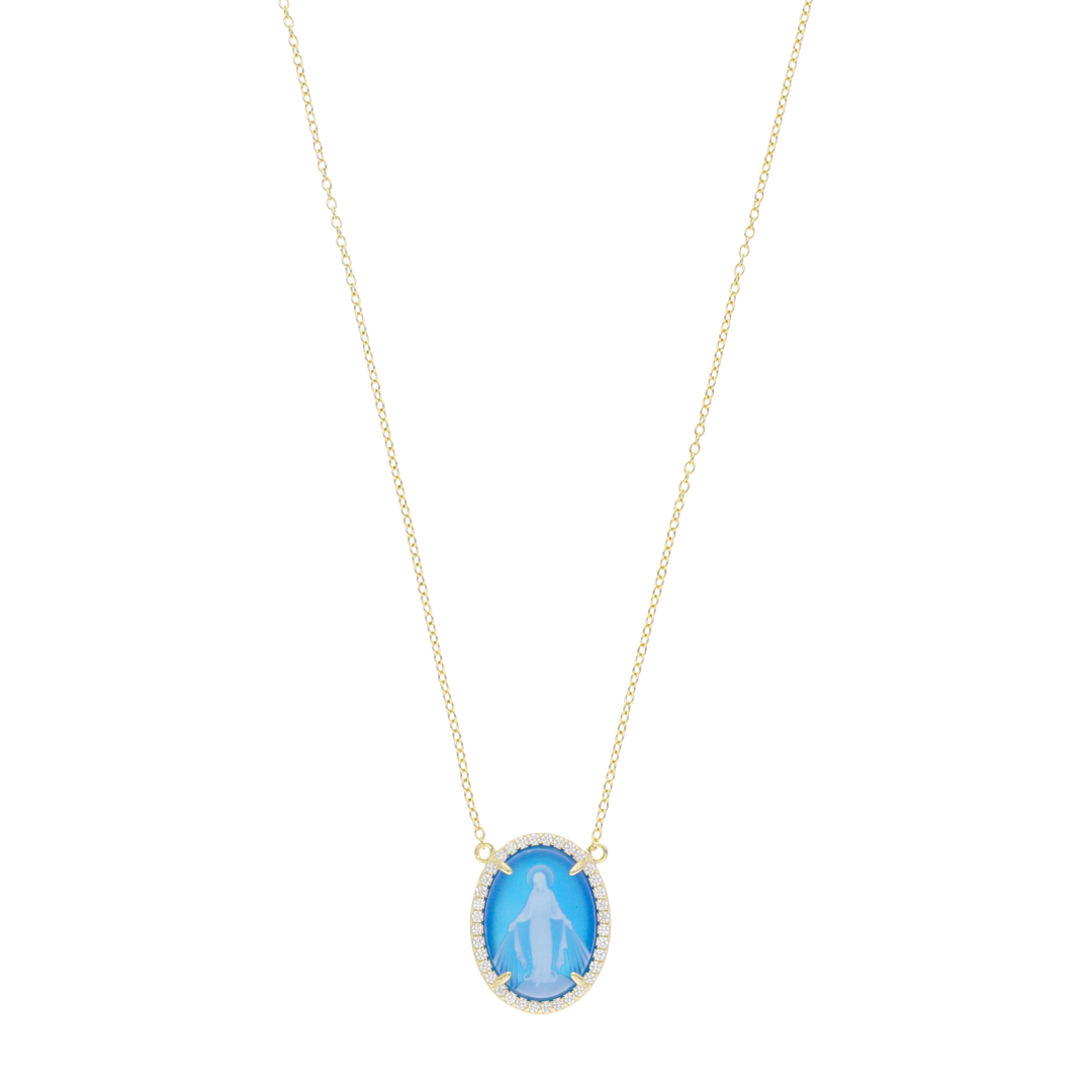 Collar Milagrosa ágata y circonias plata