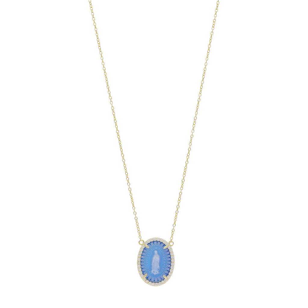 Collar Guadalupe ágata y circonias plata