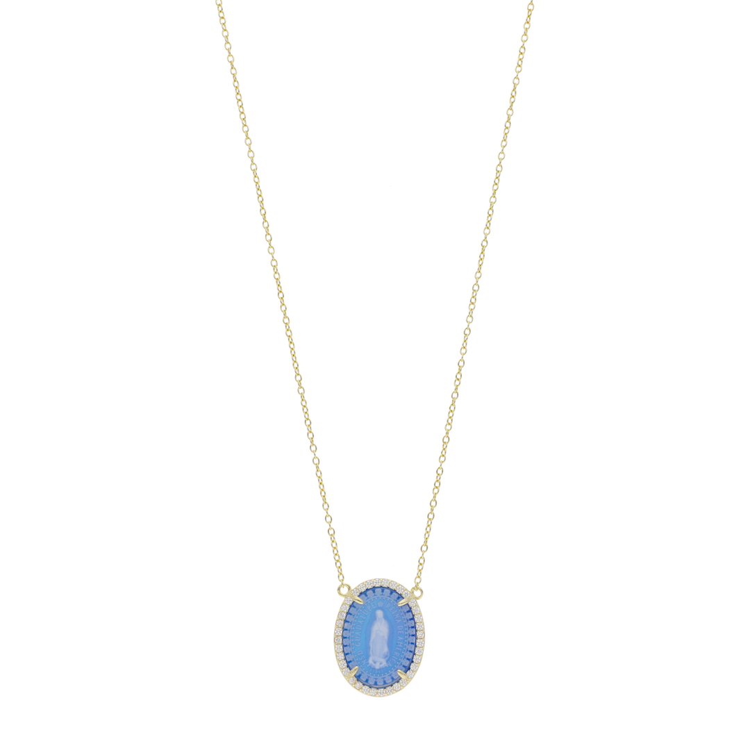 Collar Guadalupe ágata y circonias plata