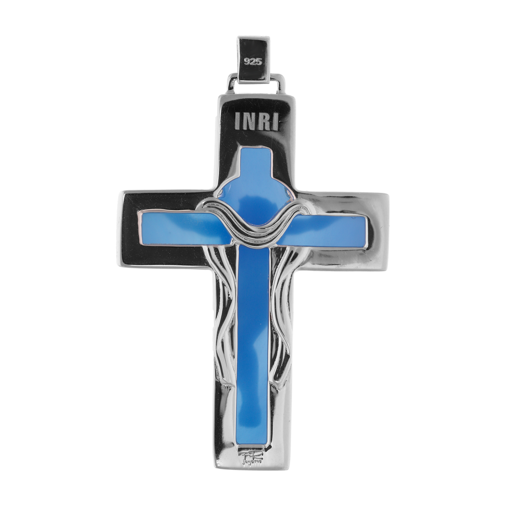 Collar cadena clip cruz ágata plata