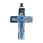 Collar cadena clip cruz ágata plata