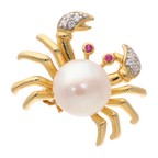 Cangrejo multiuso perla y circonias plata
