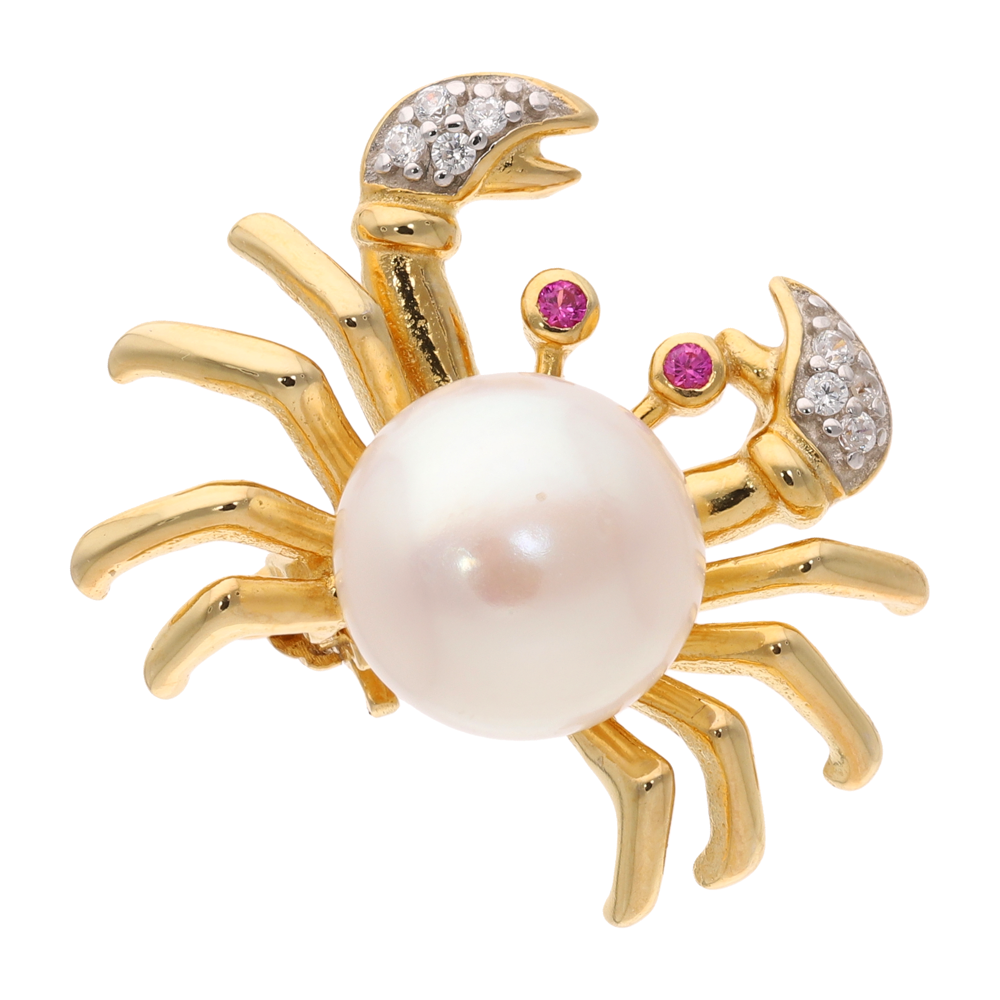 Cangrejo multiuso perla y circonias plata