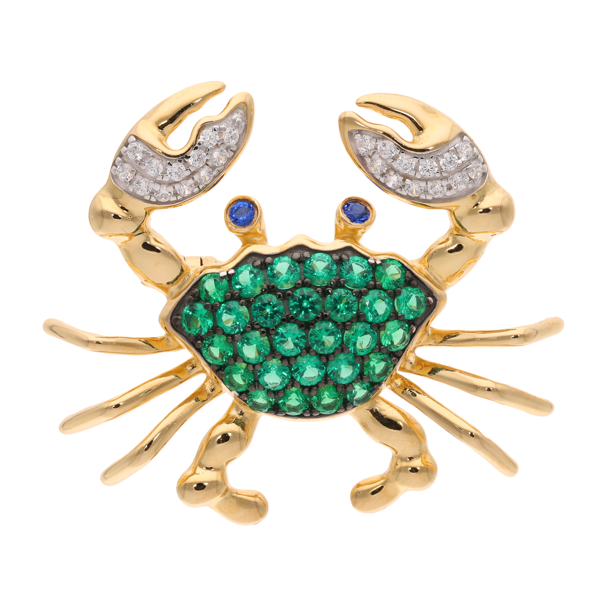 Cangrejo multiuso circonias verdes plata