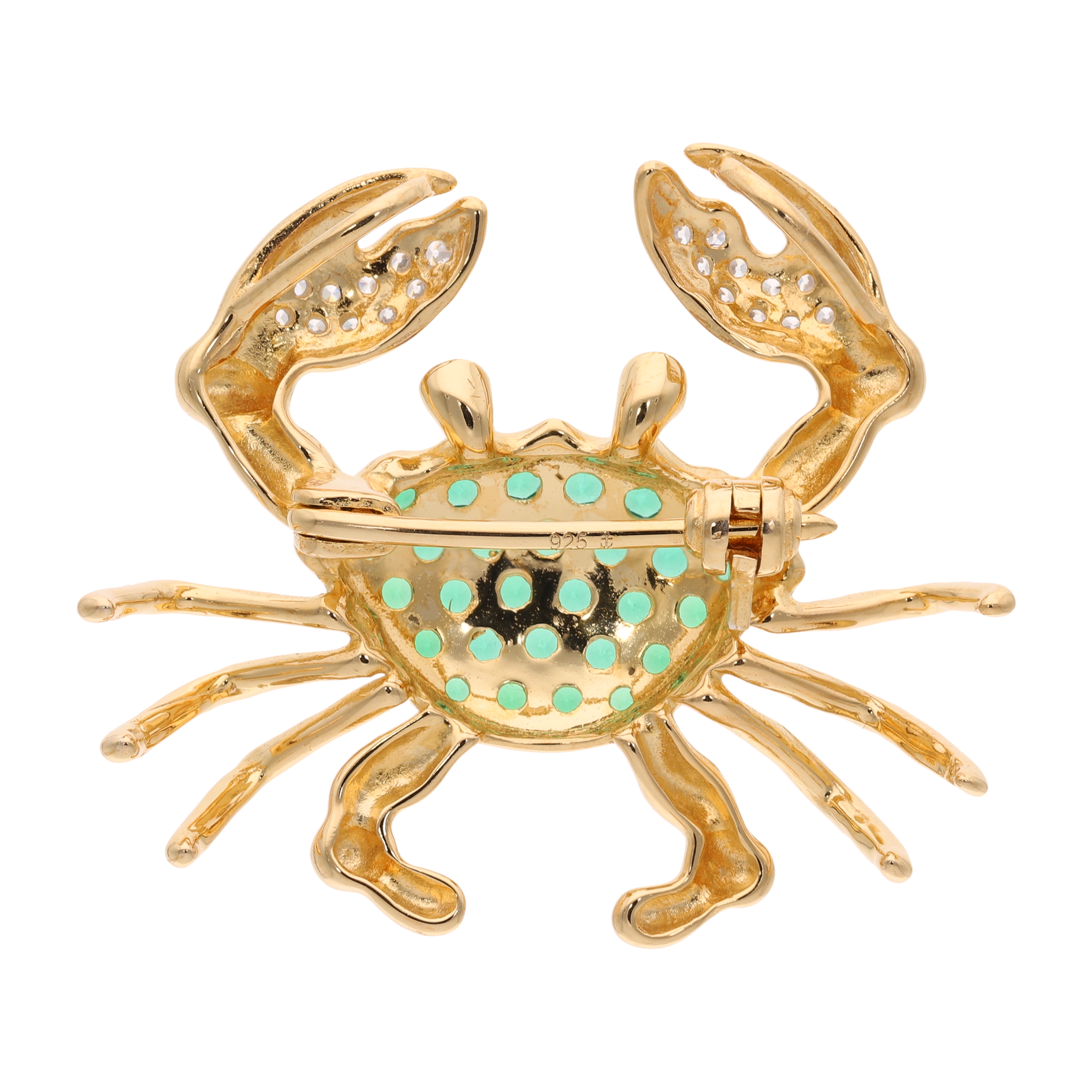 Cangrejo multiuso circonias verdes plata