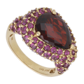 Anillo granate y rosalindas 14K
