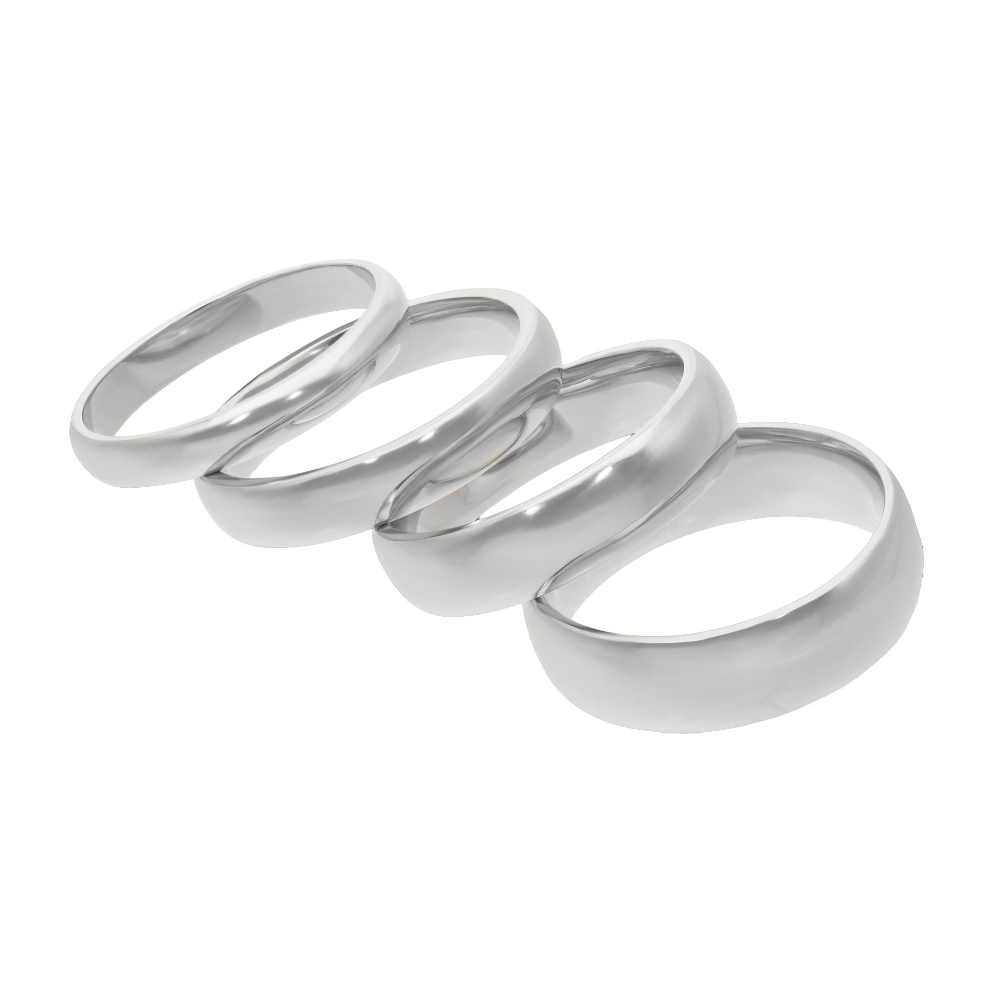 Argollas sólidas lisas oro blanco 14K