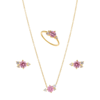 Set circonia rosa plata amarilla