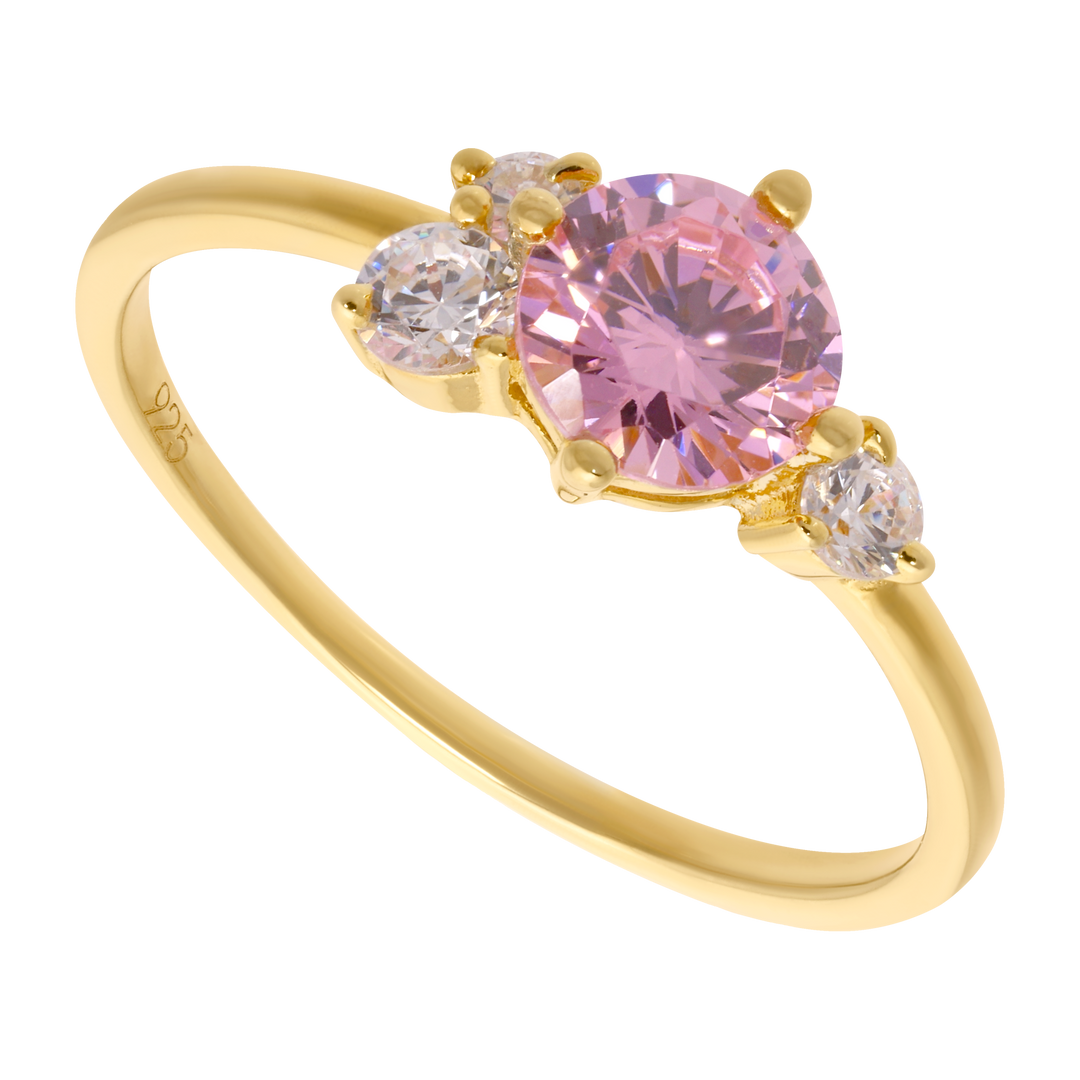 Set circonia rosa plata amarilla