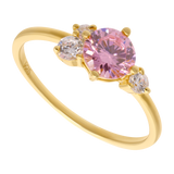 Set circonia rosa plata amarilla