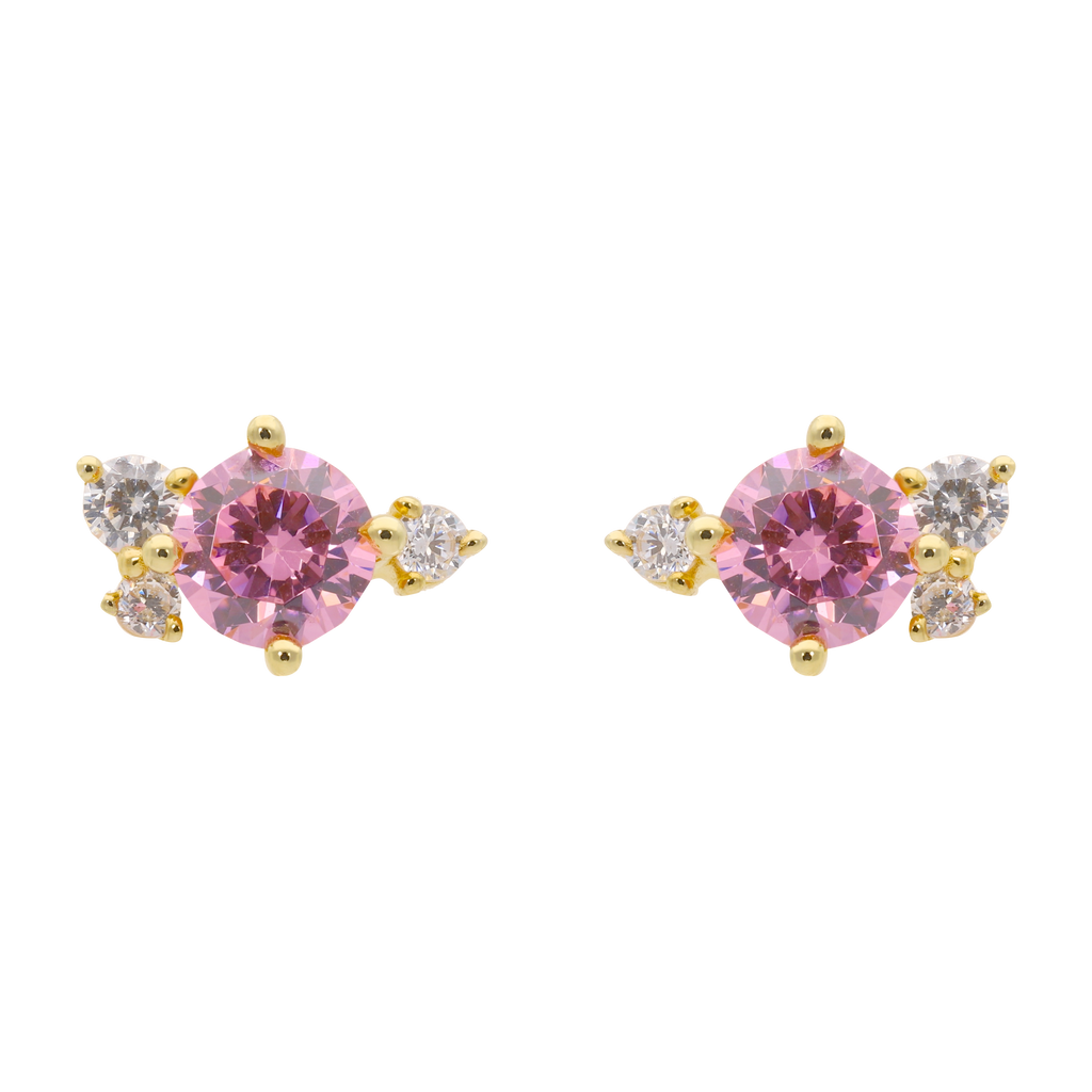 Set circonia rosa plata amarilla