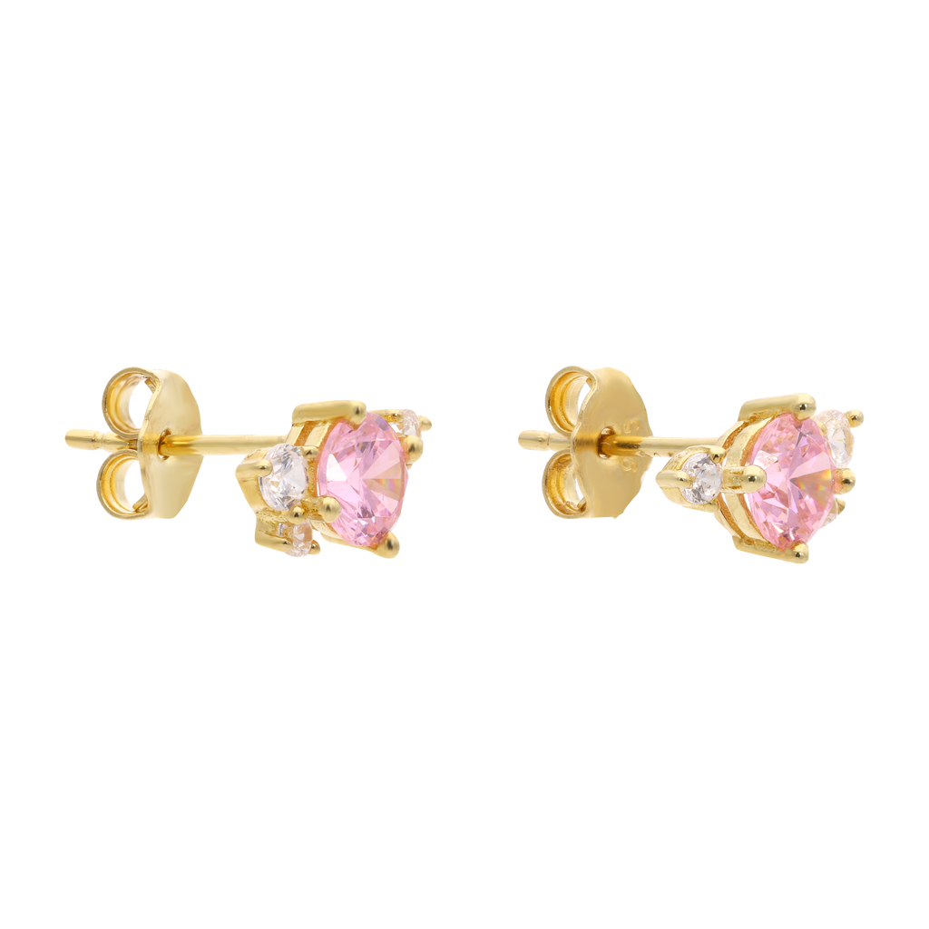 Set circonia rosa plata amarilla