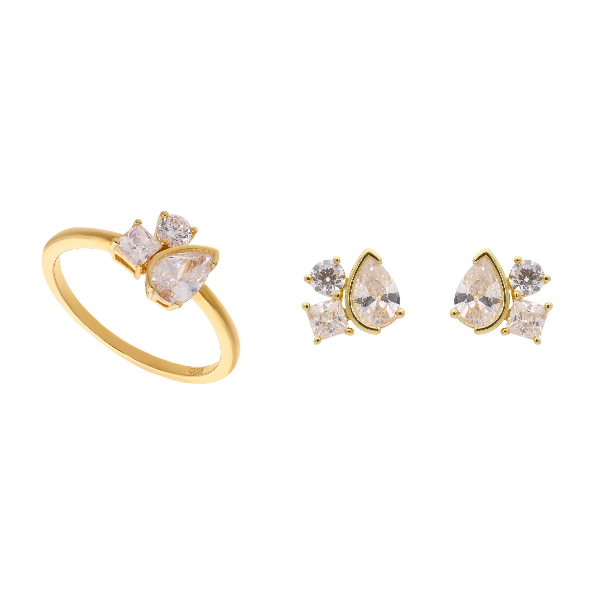 Set anillo y broquel circonias multishape plata