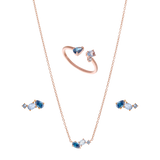 Set circonias azules plata rosa