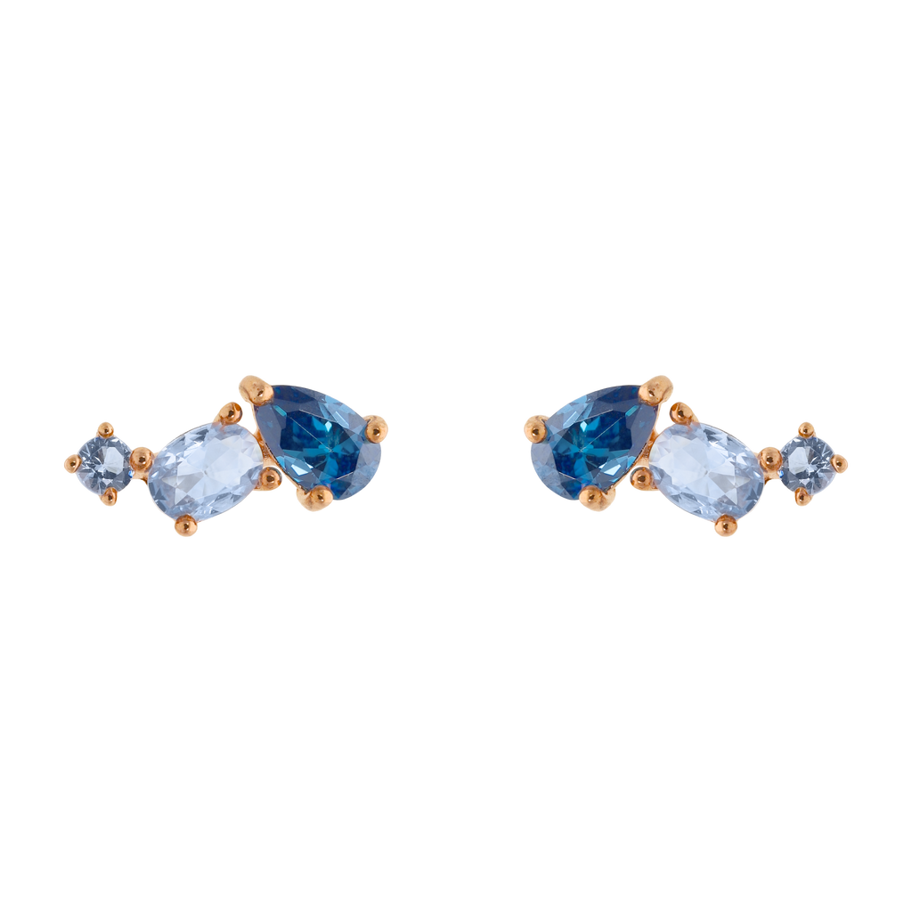 Set circonias azules plata rosa
