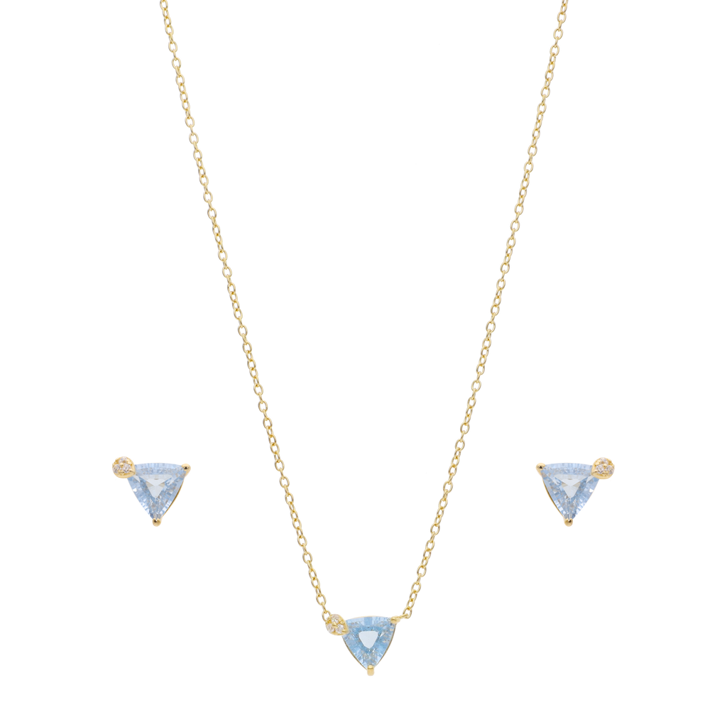 Set circonia azul plata amarilla