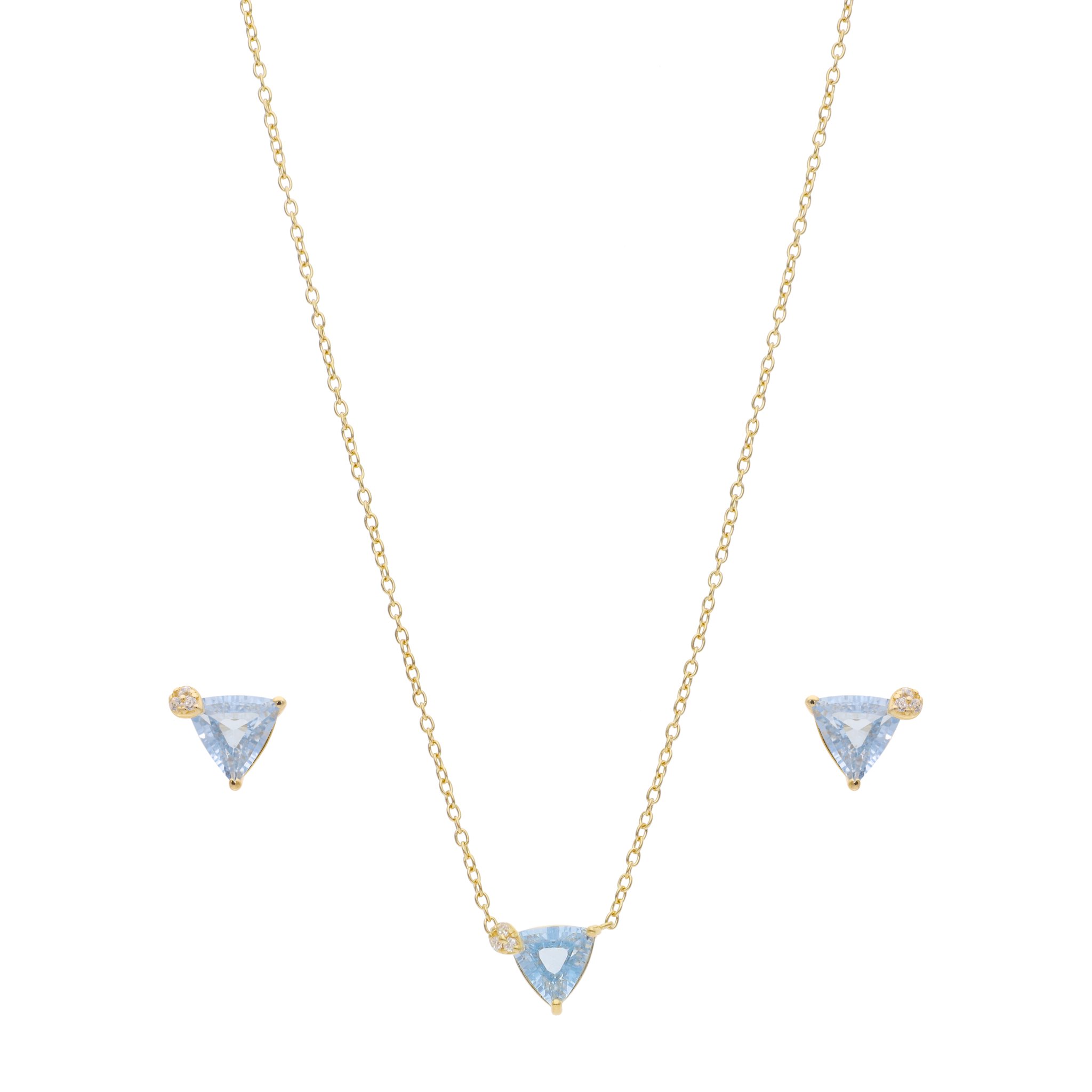 Set circonia azul plata amarilla