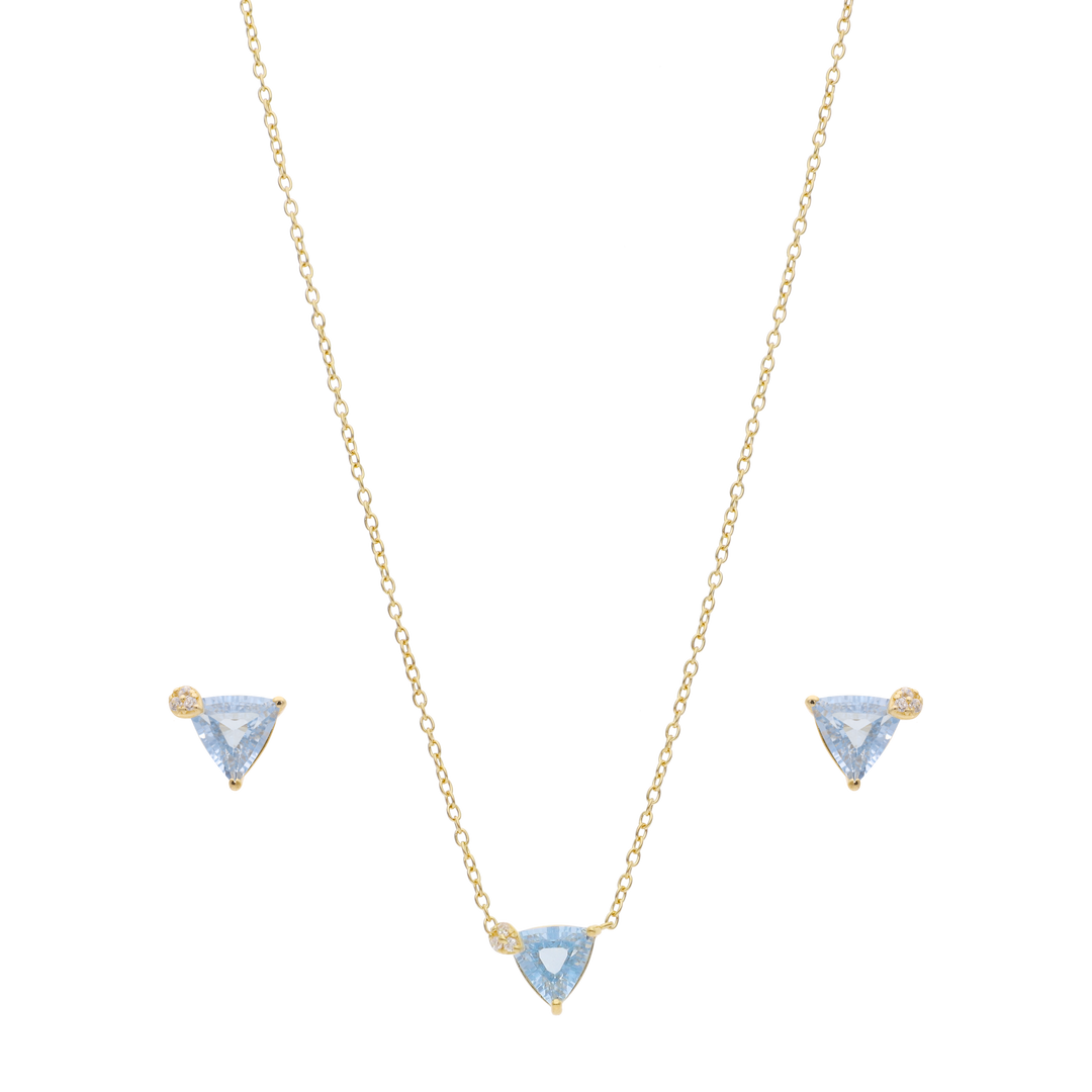 Set circonia azul plata amarilla