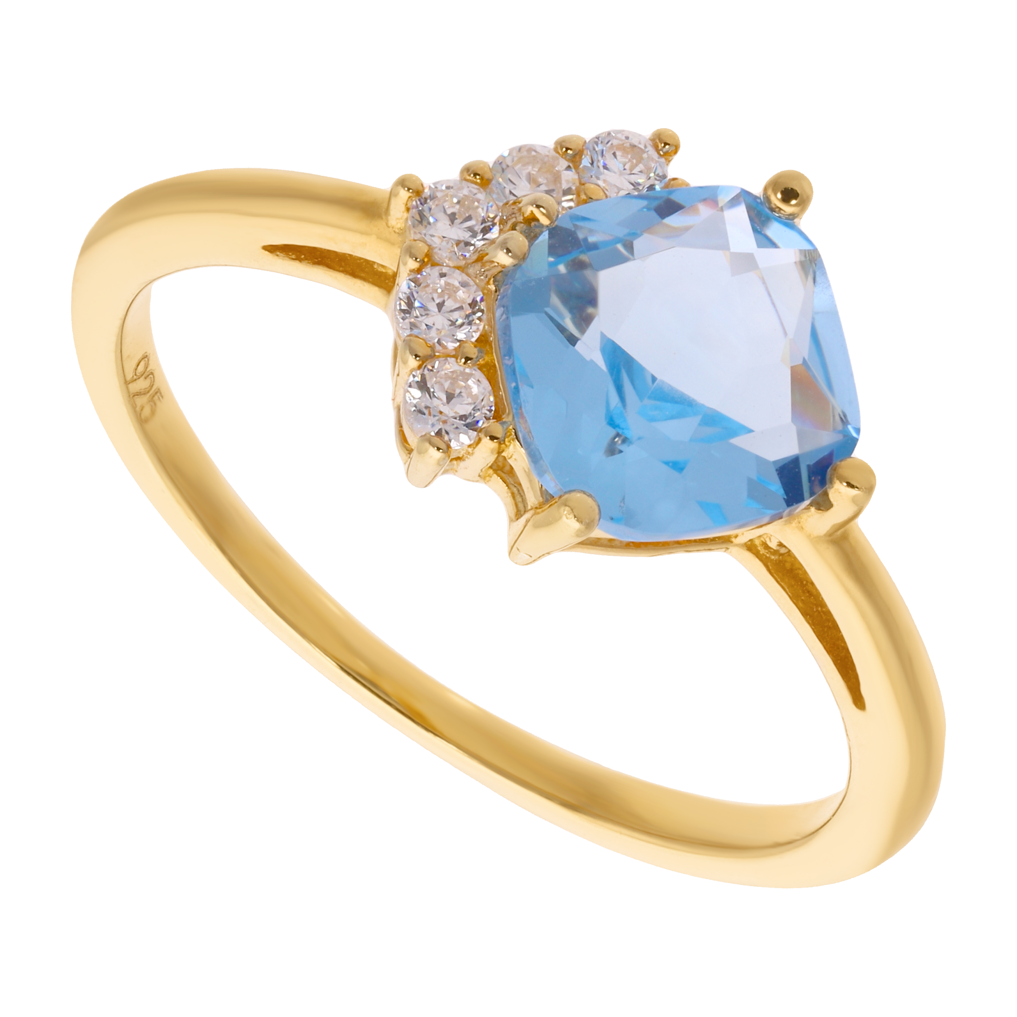 Set circonia azul cushion plata amarilla