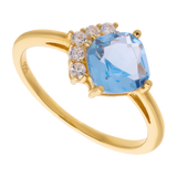 Set circonia azul cushion plata amarilla