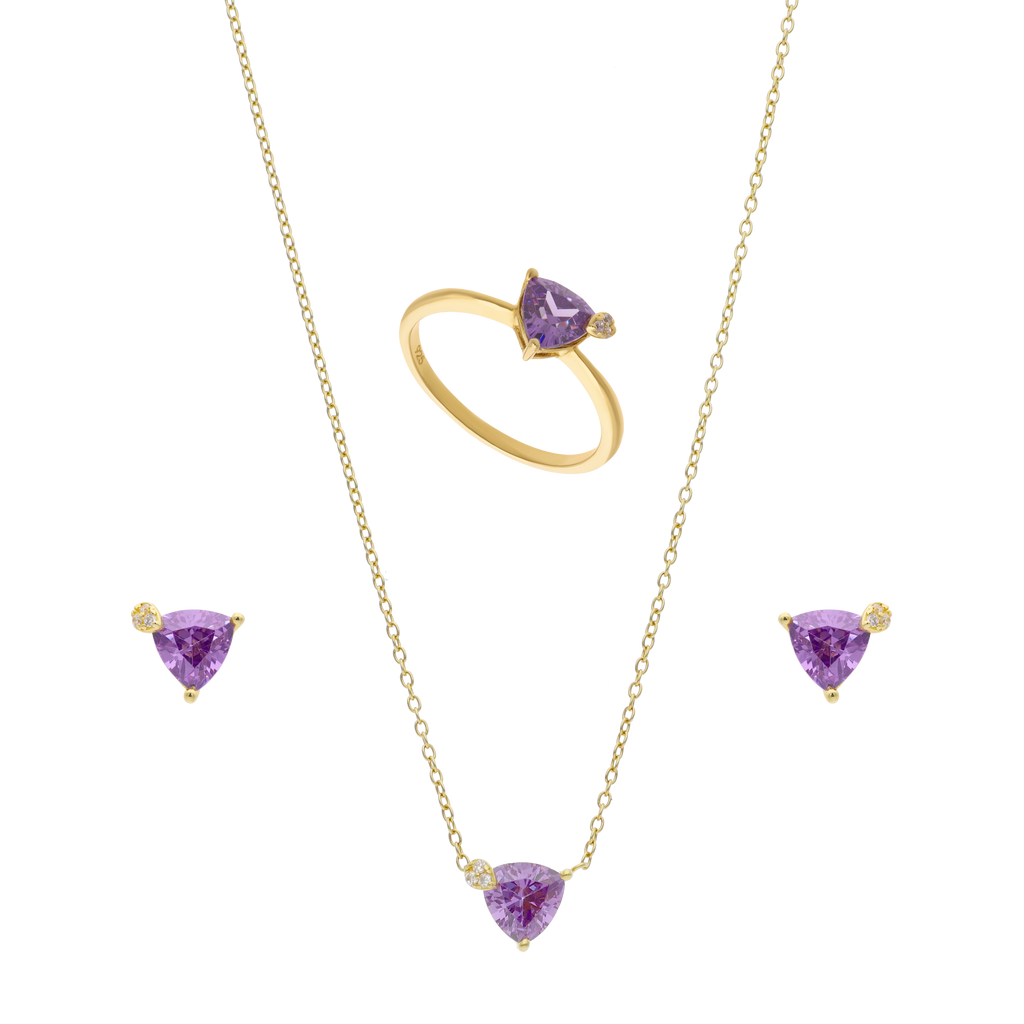 Set circonia trillon morada plata amarilla