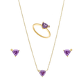 Set circonia trillon morada plata amarilla