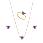 Set circonia trillon morada plata amarilla
