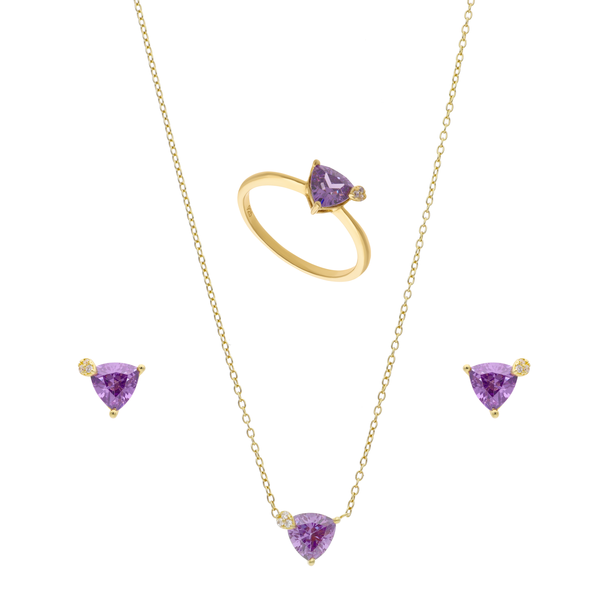 Set circonia trillon morada plata amarilla