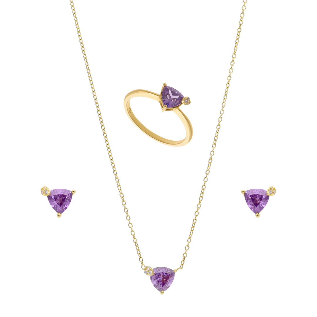 Set circonia trillon morada plata amarilla