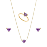 Set circonia trillon morada plata amarilla