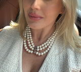 Collar 3 hilos perlas blancas