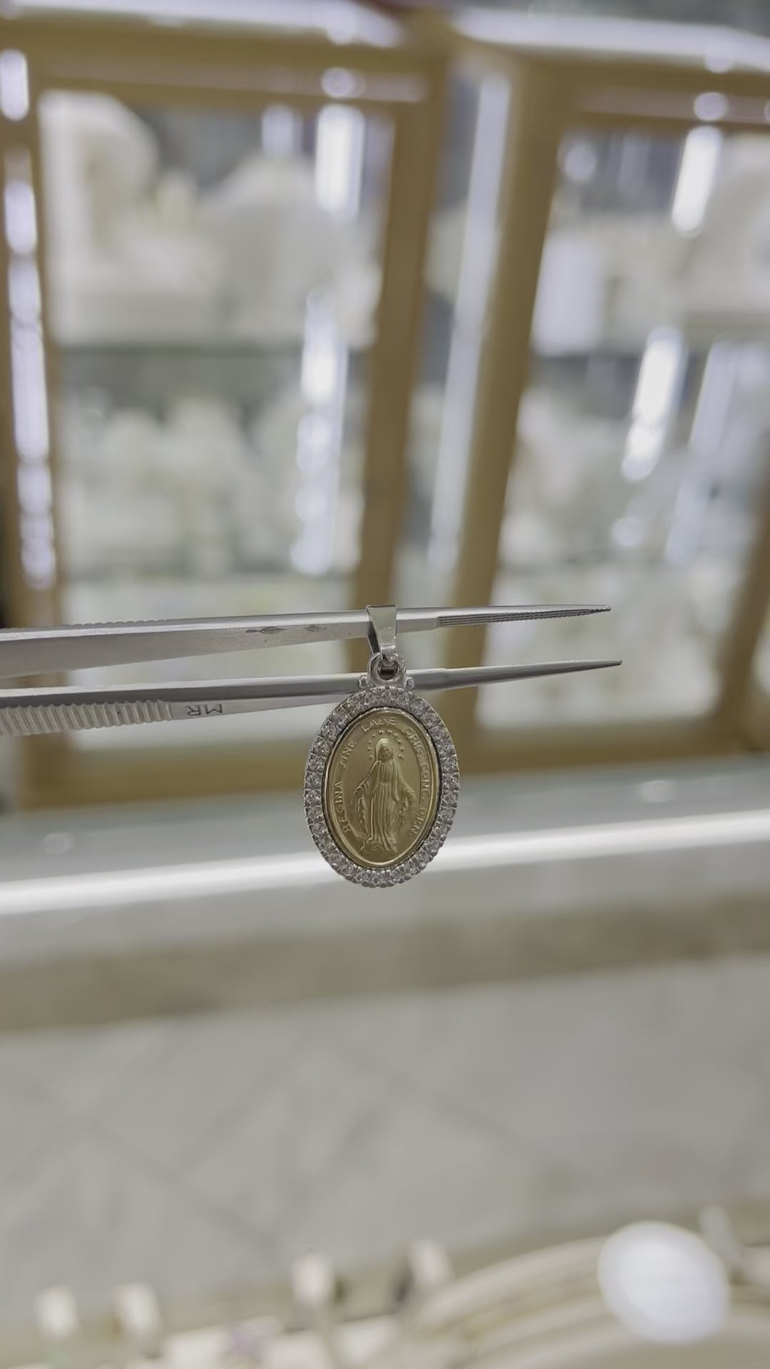 Medalla Milagrosa circonias bicolor 14K