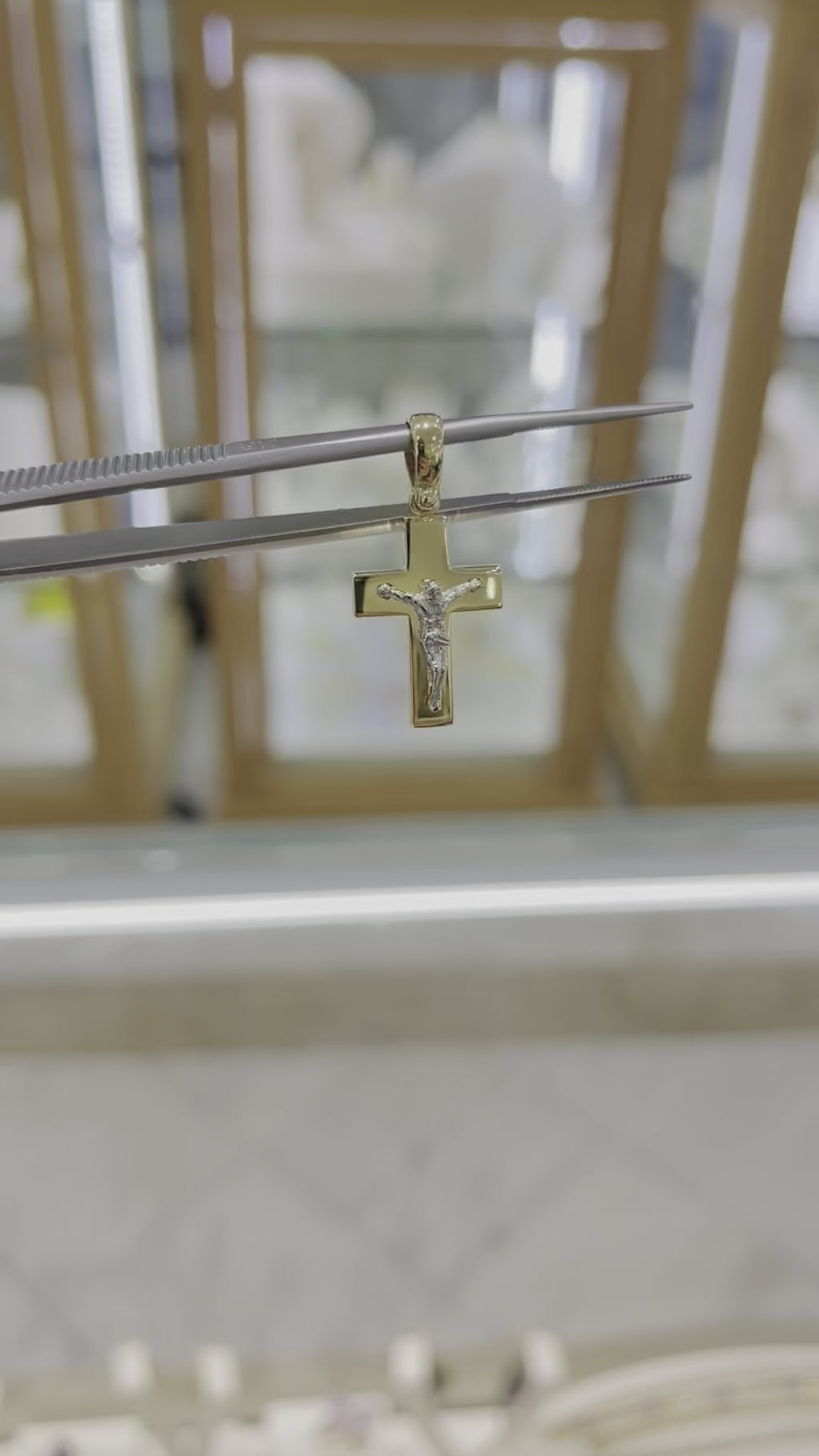 Cruz Cristo bicolor 14K
