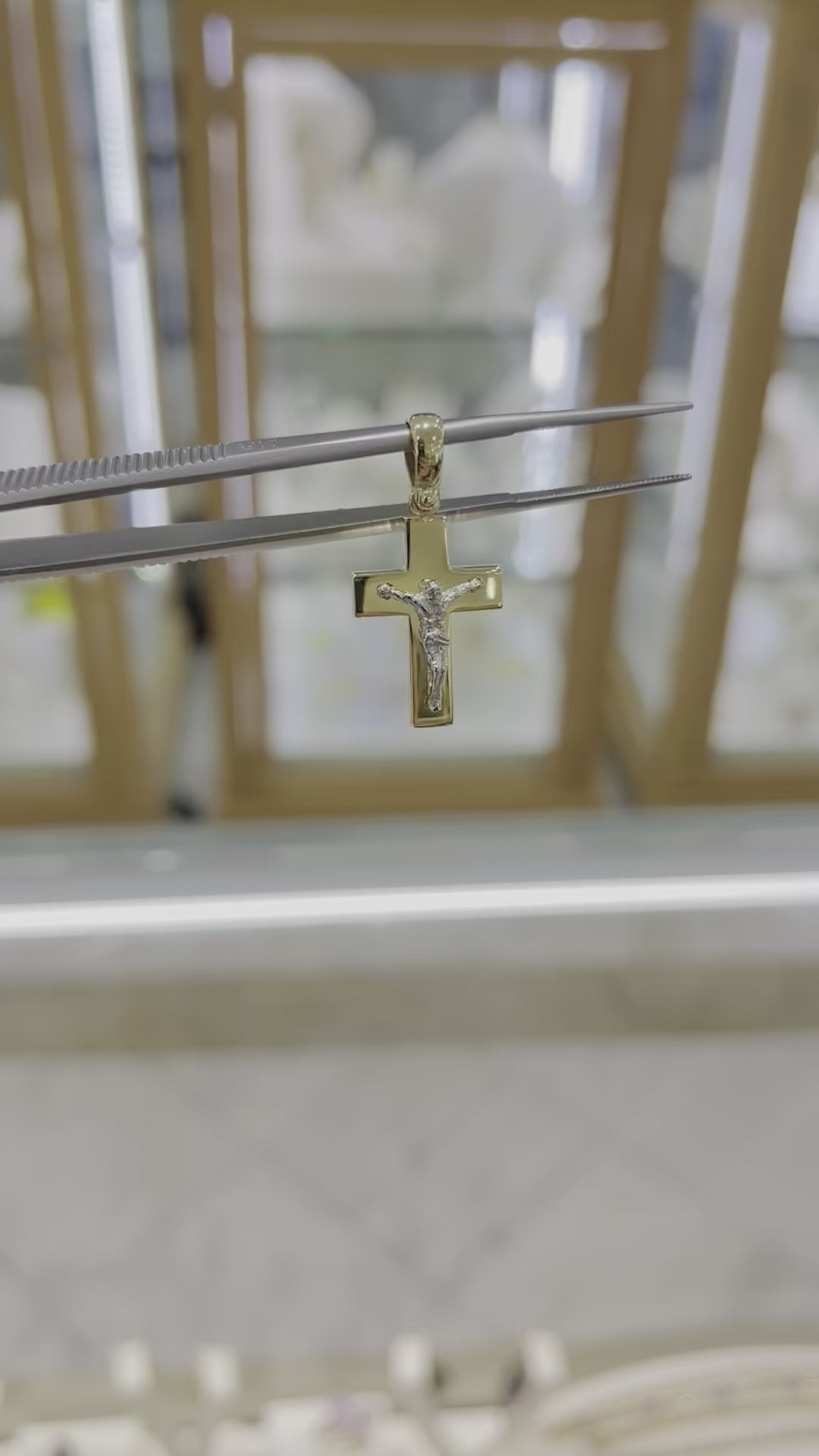 Cruz Cristo bicolor 14K